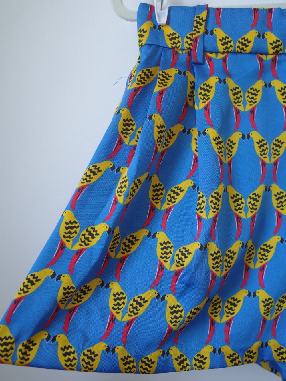 Whimsical boho Blue Parrot Print A-Line shorts